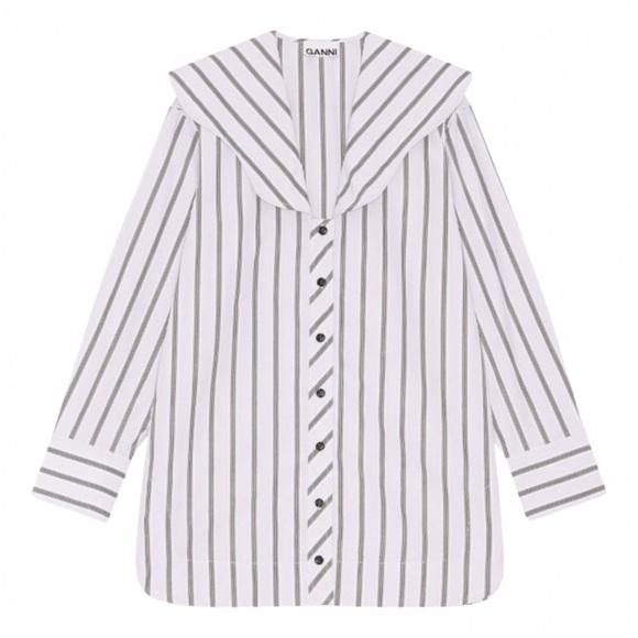 {Ganni} 🔷 Pinstriped collar button up top - Picture 1 of 6
